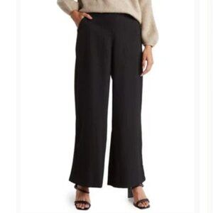 Max Studio Pull On Wide Leg Pant with Pockets Mid Rise Black Size L